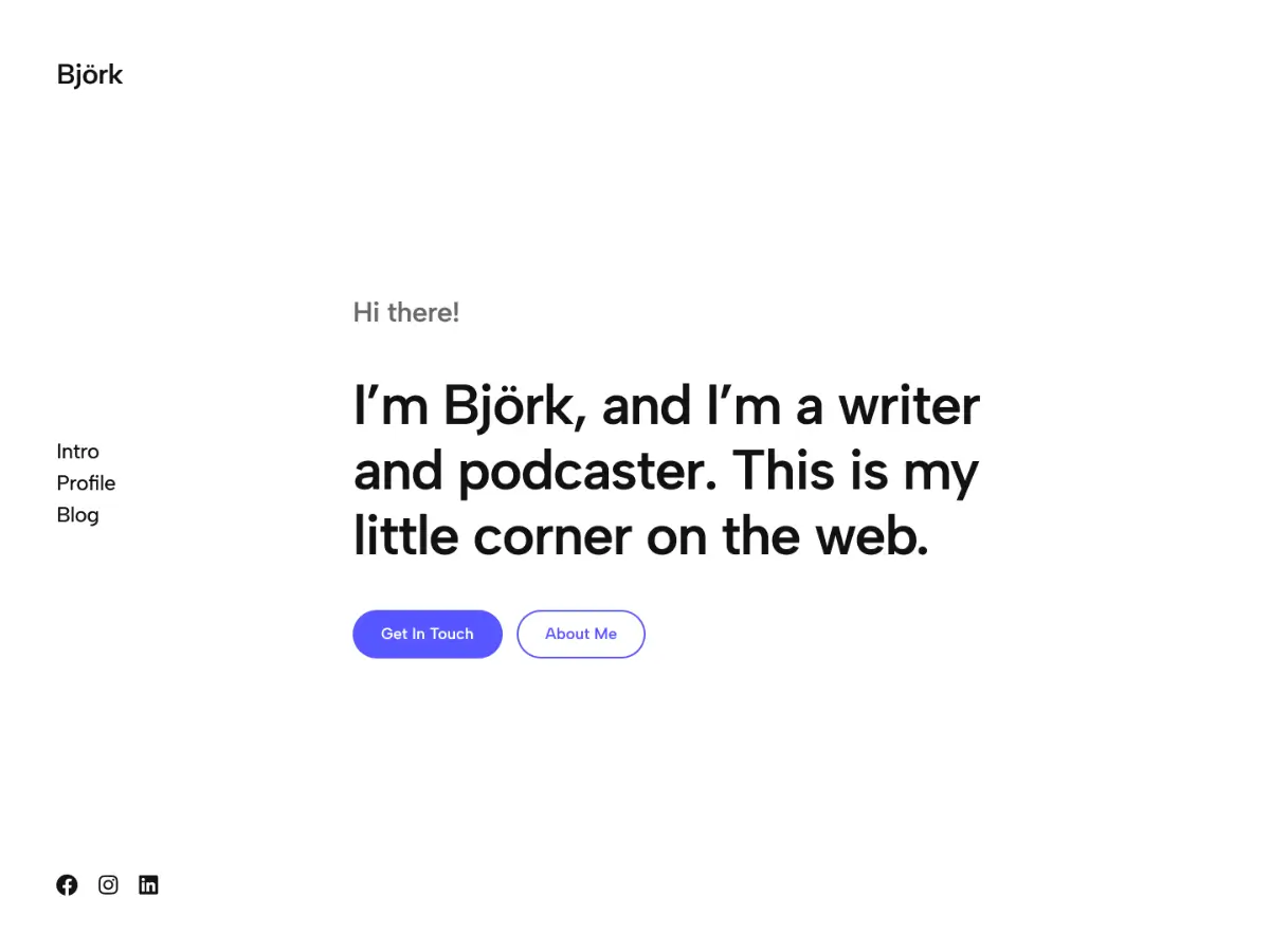 Screenshot of the Björk WordPress Block Theme