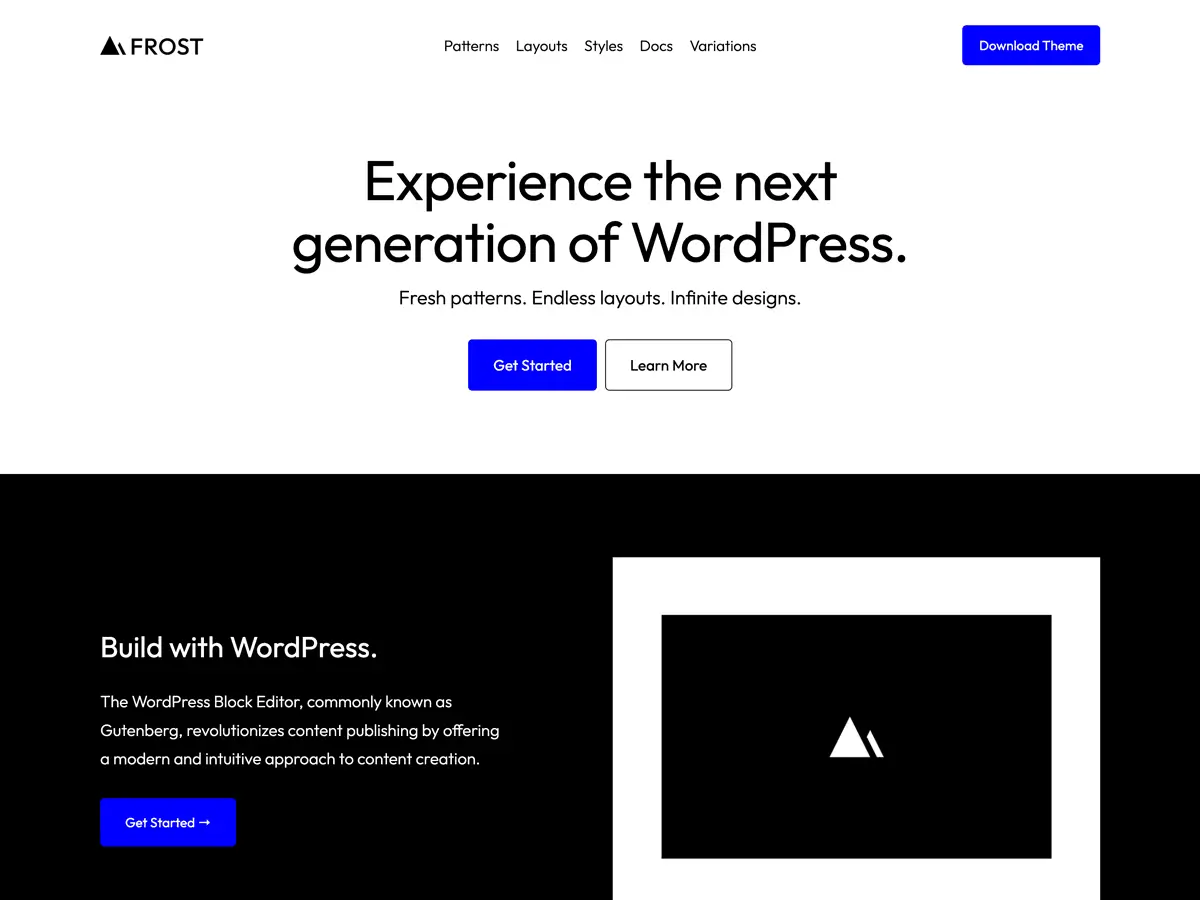 Screenshot of the Frost WordPress Block Theme