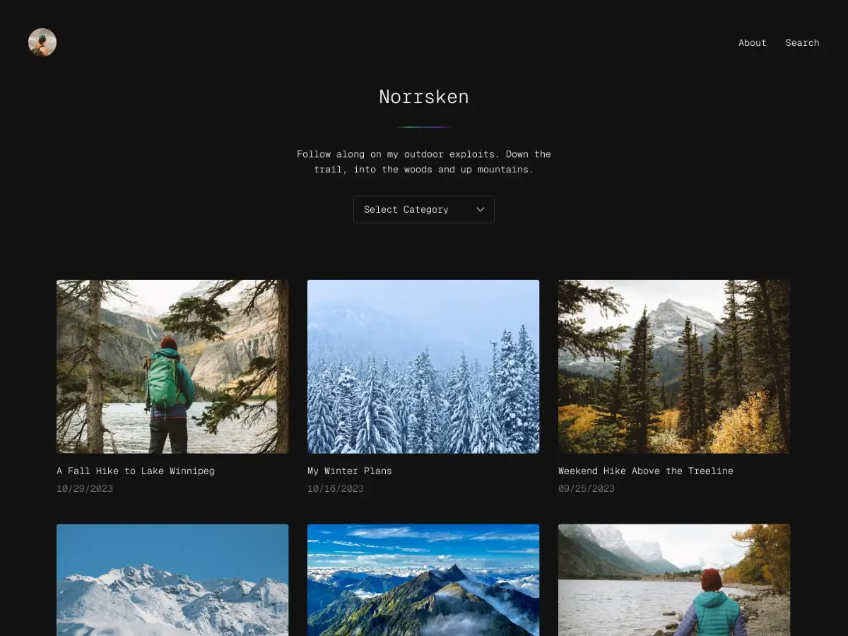 Screenshot of the Norrsken WordPress Block Theme