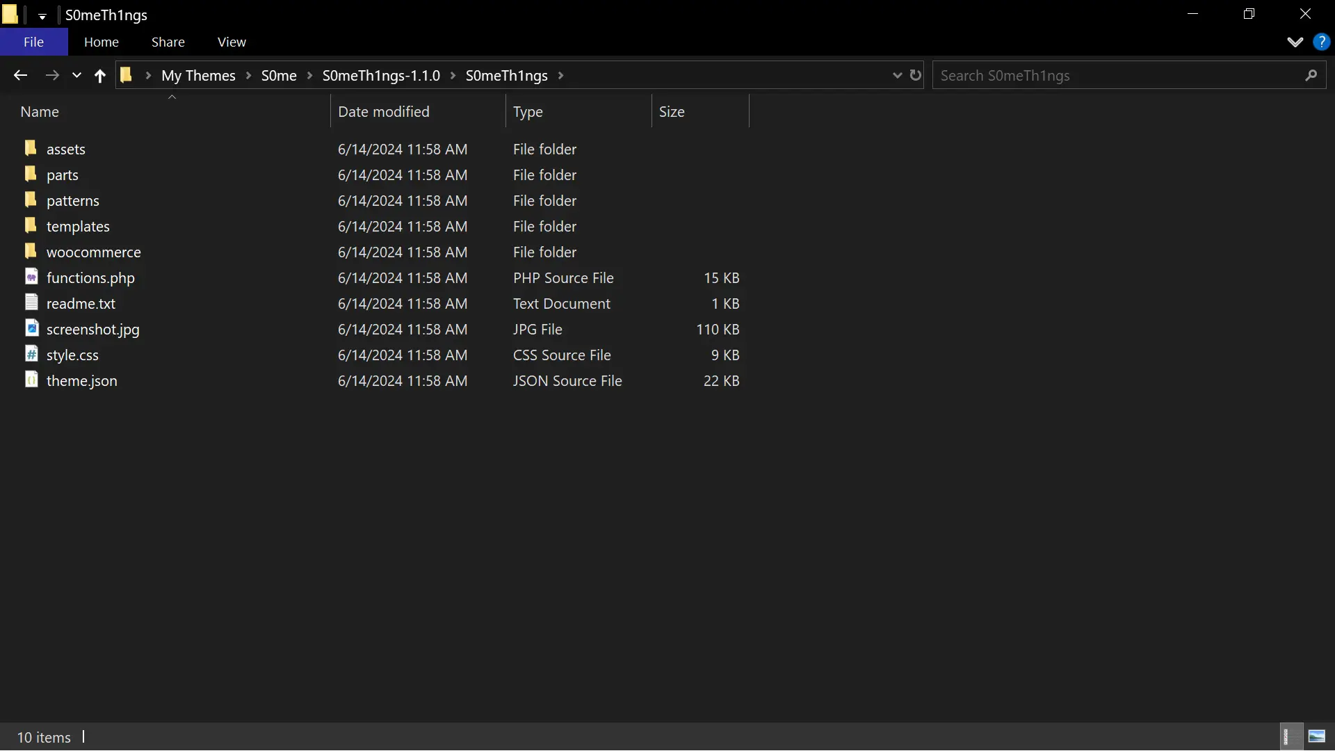 Screenshot of the Some WordPress Block Theme's files.